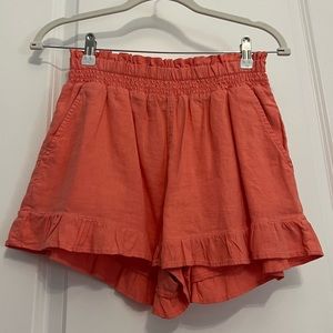 Aerie Pull On Ruffle Shorts Women Small Orange